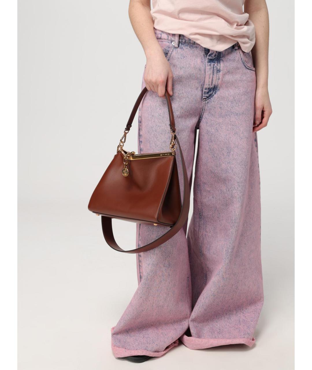 ETRO Коричневая кожаная сумка через плечо, фото 2