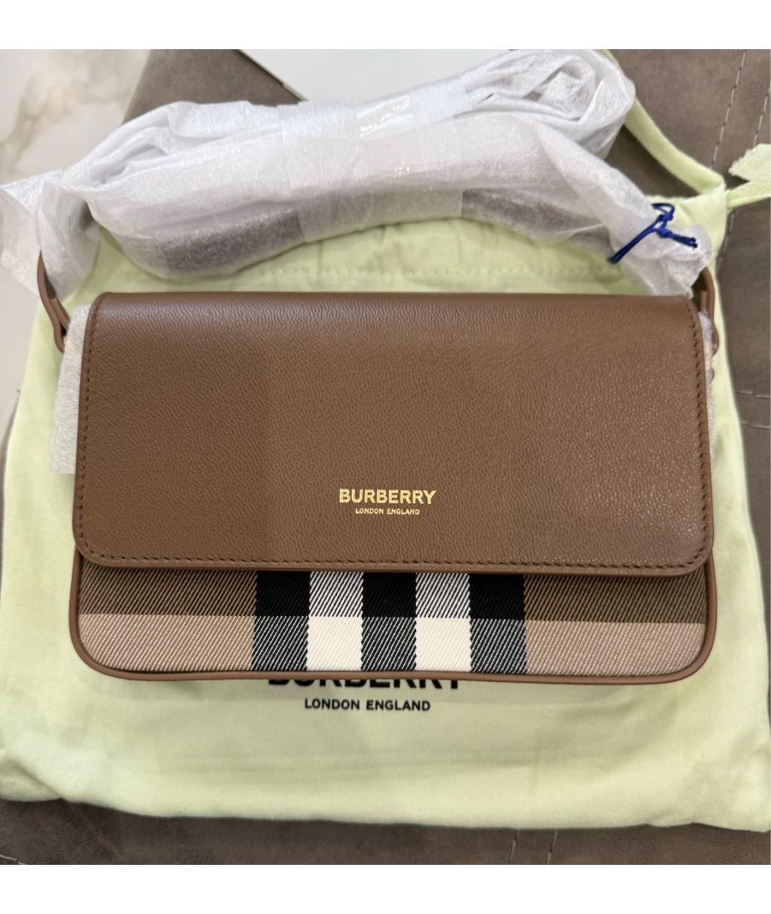 BURBERRY Коричневая кожаная сумка через плечо, фото 2