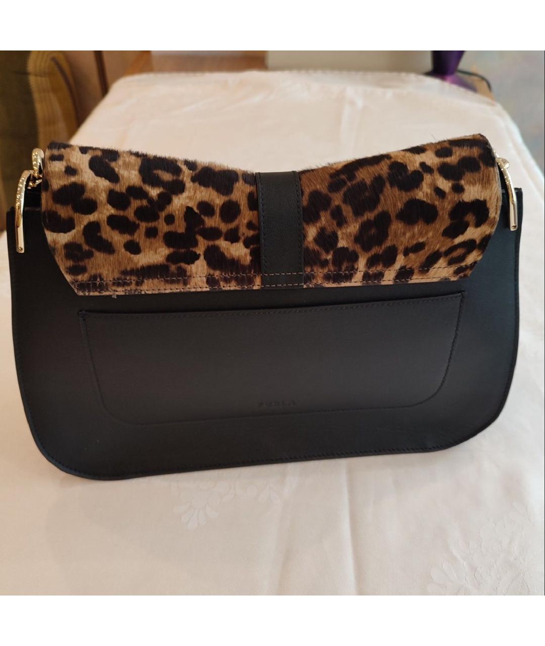 FURLA Черная кожаная сумка с короткими ручками, фото 3