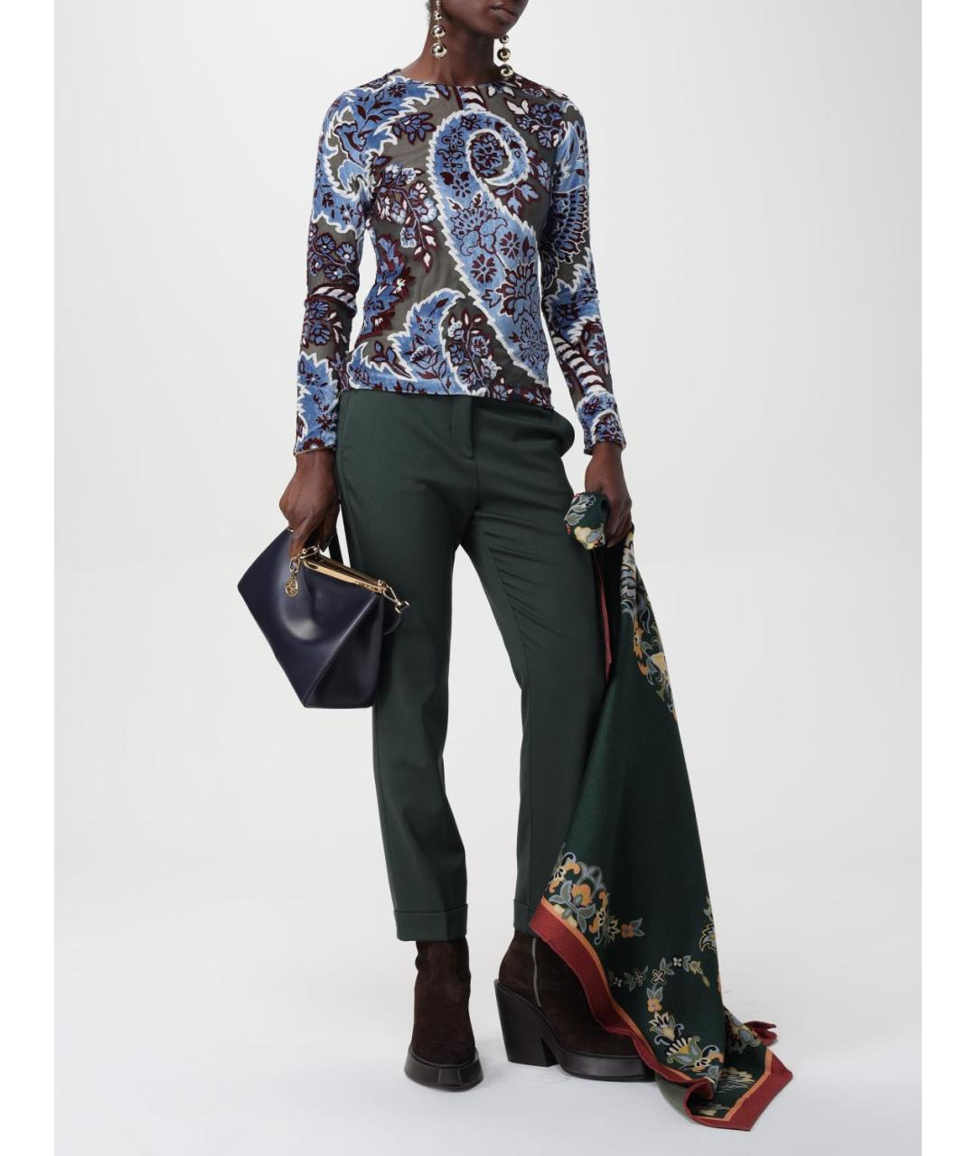 ETRO Темно-синяя кожаная сумка через плечо, фото 2