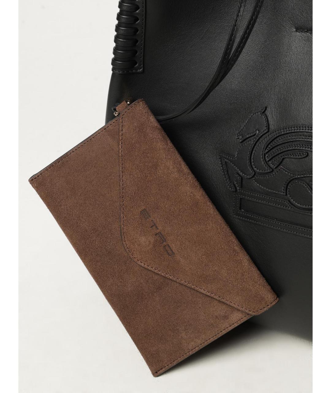 ETRO Черная кожаная сумка тоут, фото 4