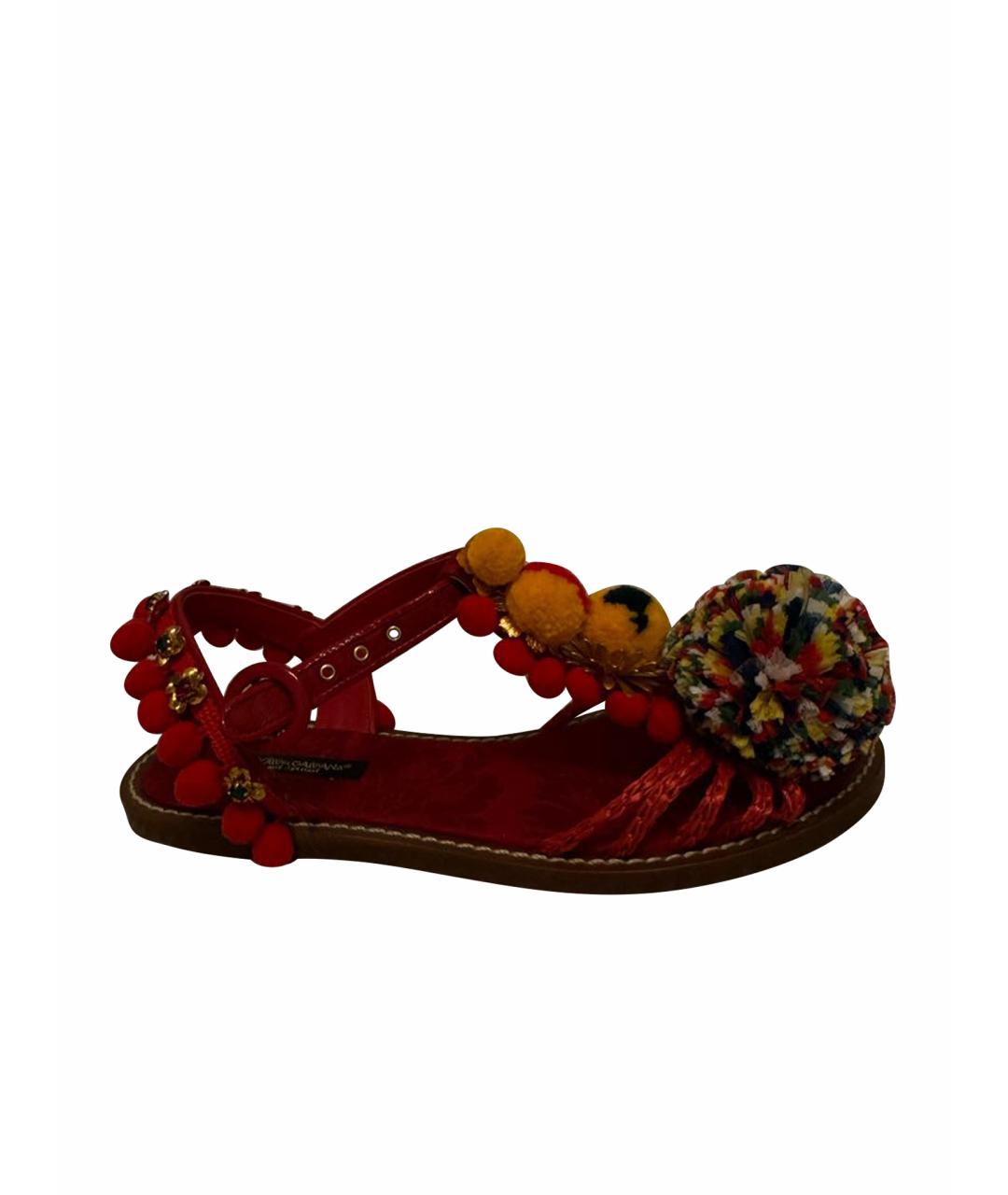 DOLCE&GABBANA Красные кожаные босоножки, фото 1