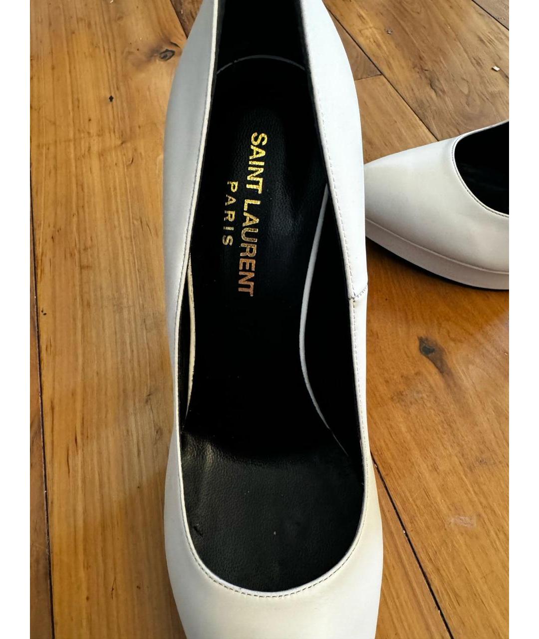 SAINT LAURENT Белые кожаные туфли, фото 6