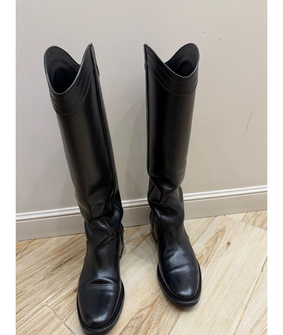 SAINT LAURENT Черные кожаные сапоги, фото 2