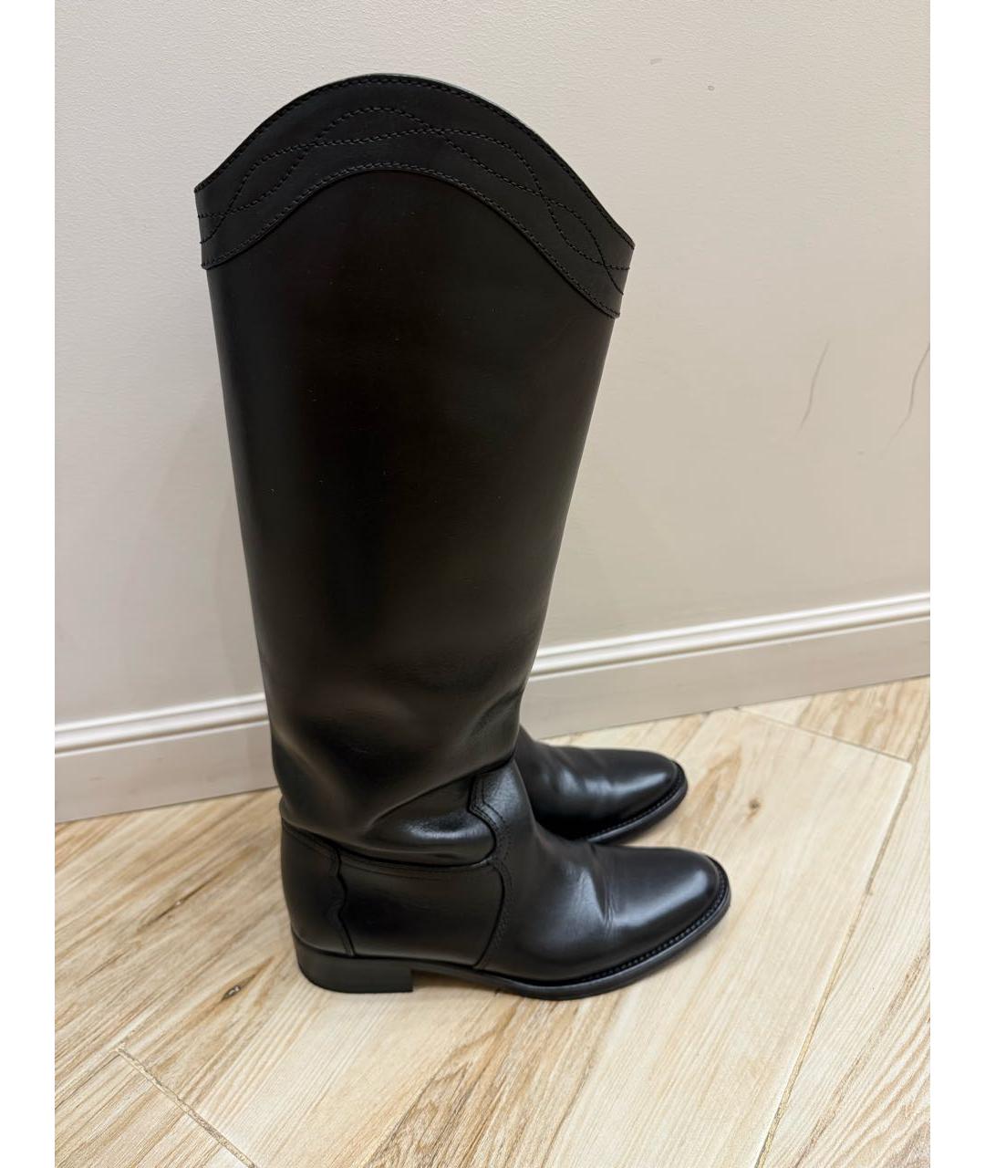 SAINT LAURENT Черные кожаные сапоги, фото 5