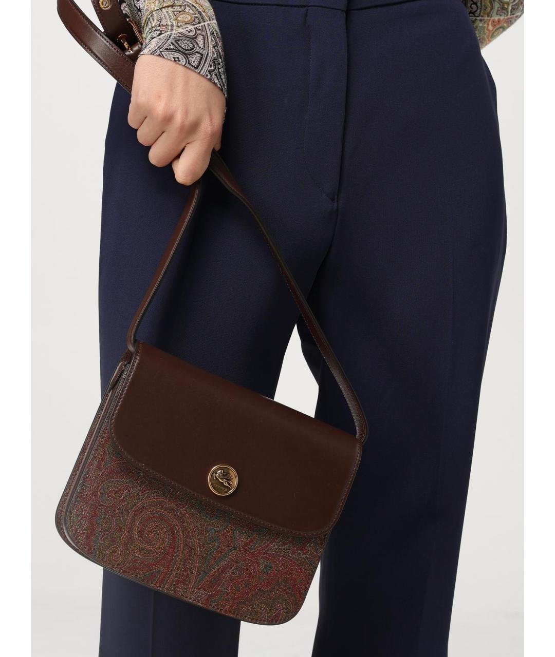 ETRO Коричневая кожаная сумка через плечо, фото 2