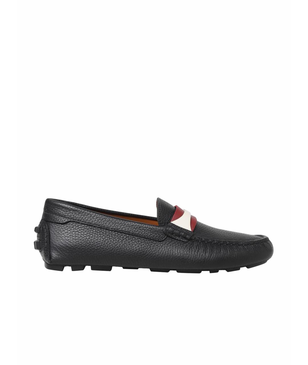 BALLY Черные кожаные мокасины, фото 1