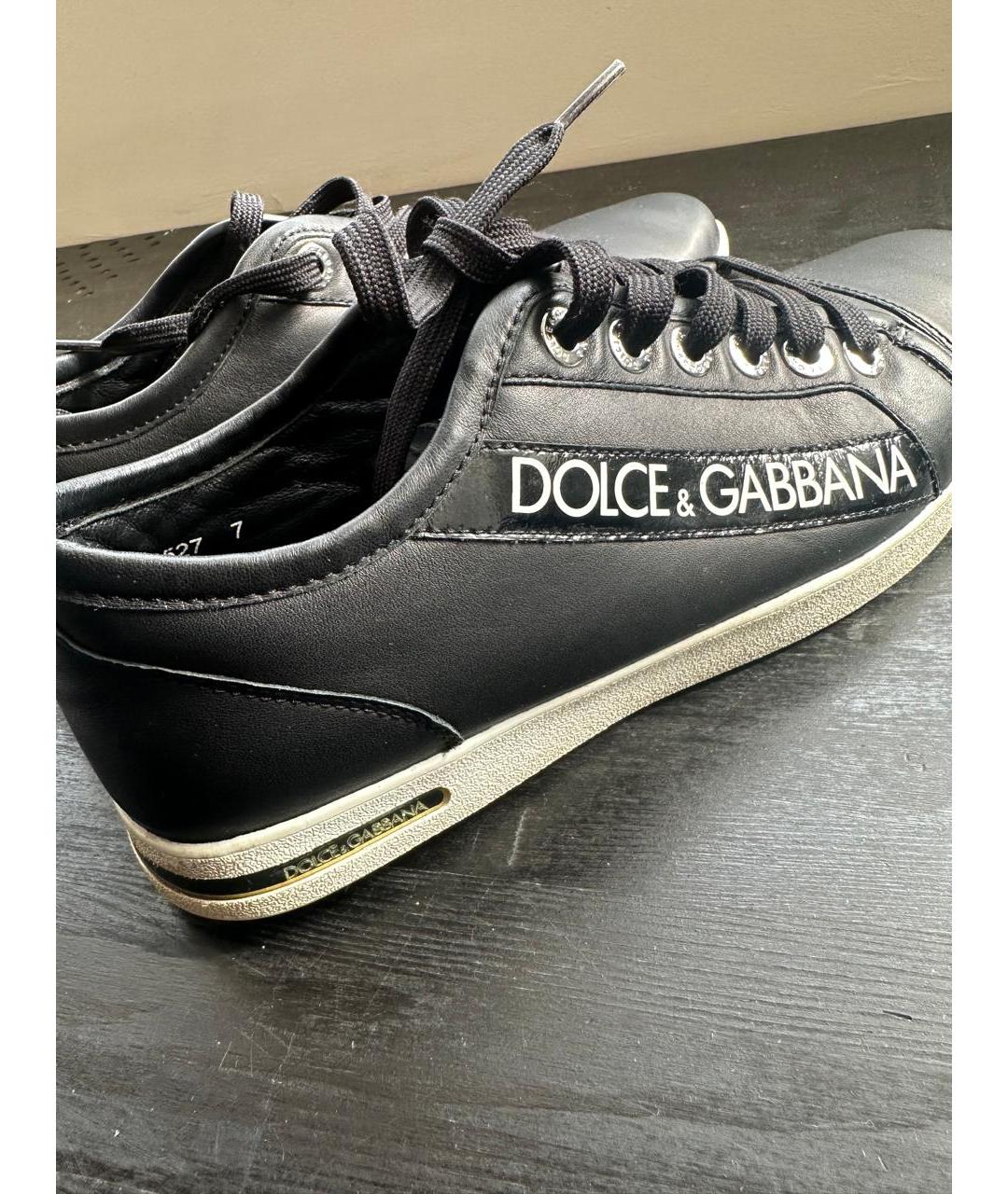 DOLCE&GABBANA Черные кожаные низкие кроссовки / кеды, фото 3