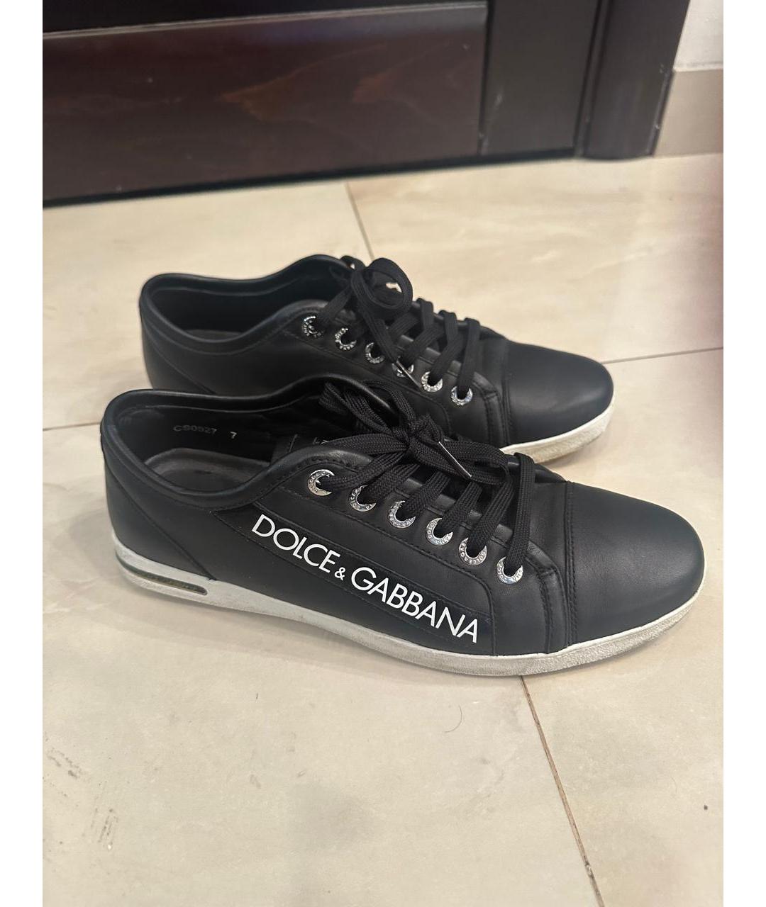 DOLCE&GABBANA Черные кожаные низкие кроссовки / кеды, фото 5