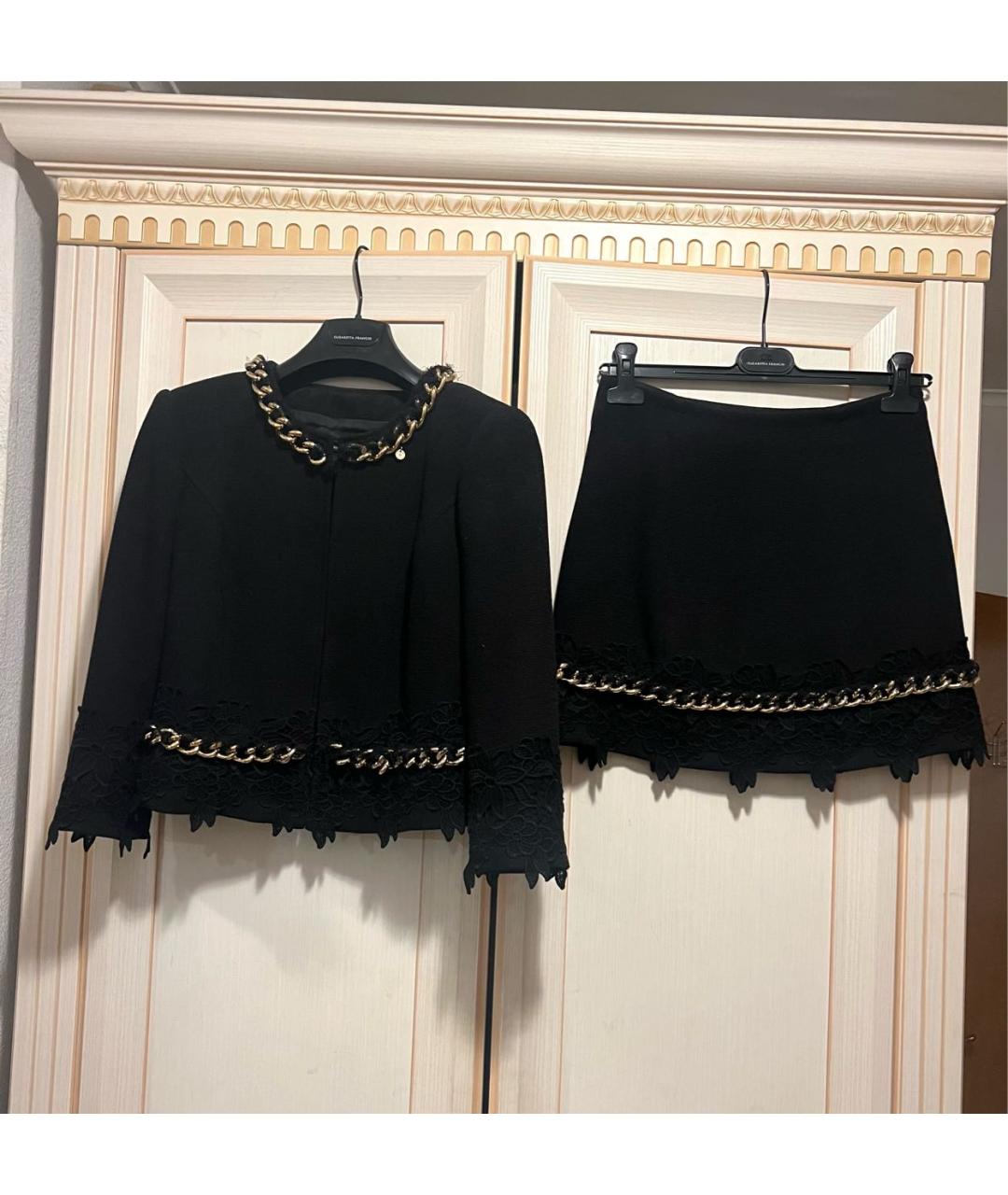 ELISABETTA FRANCHI Черный полиэстеровый костюм с юбками, фото 8
