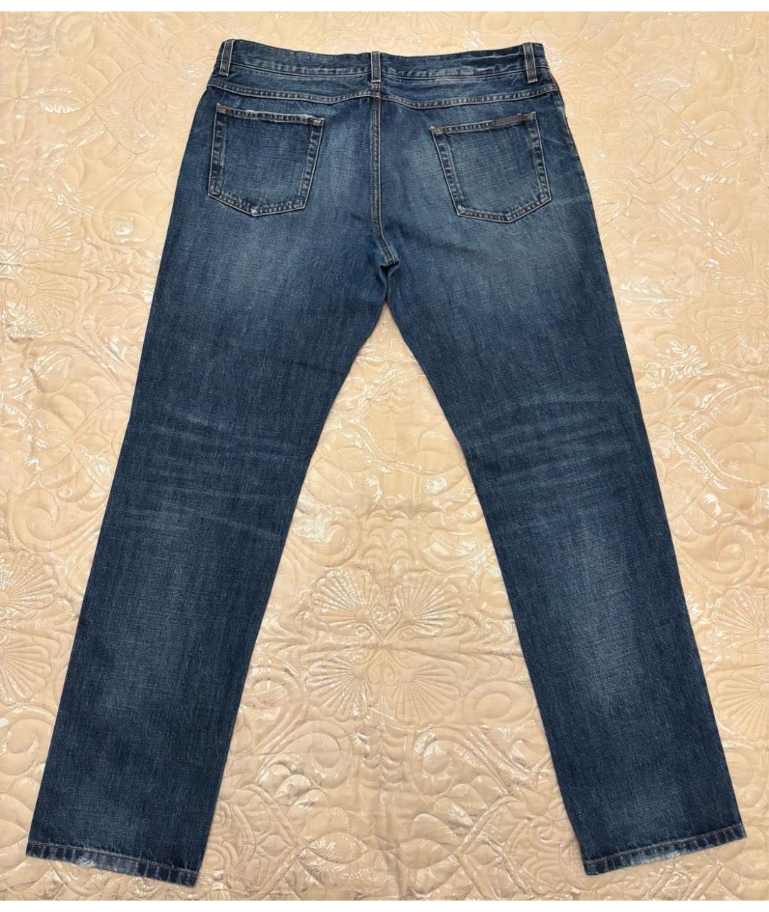 DOLCE&GABBANA Синие хлопковые прямые джинсы, фото 7