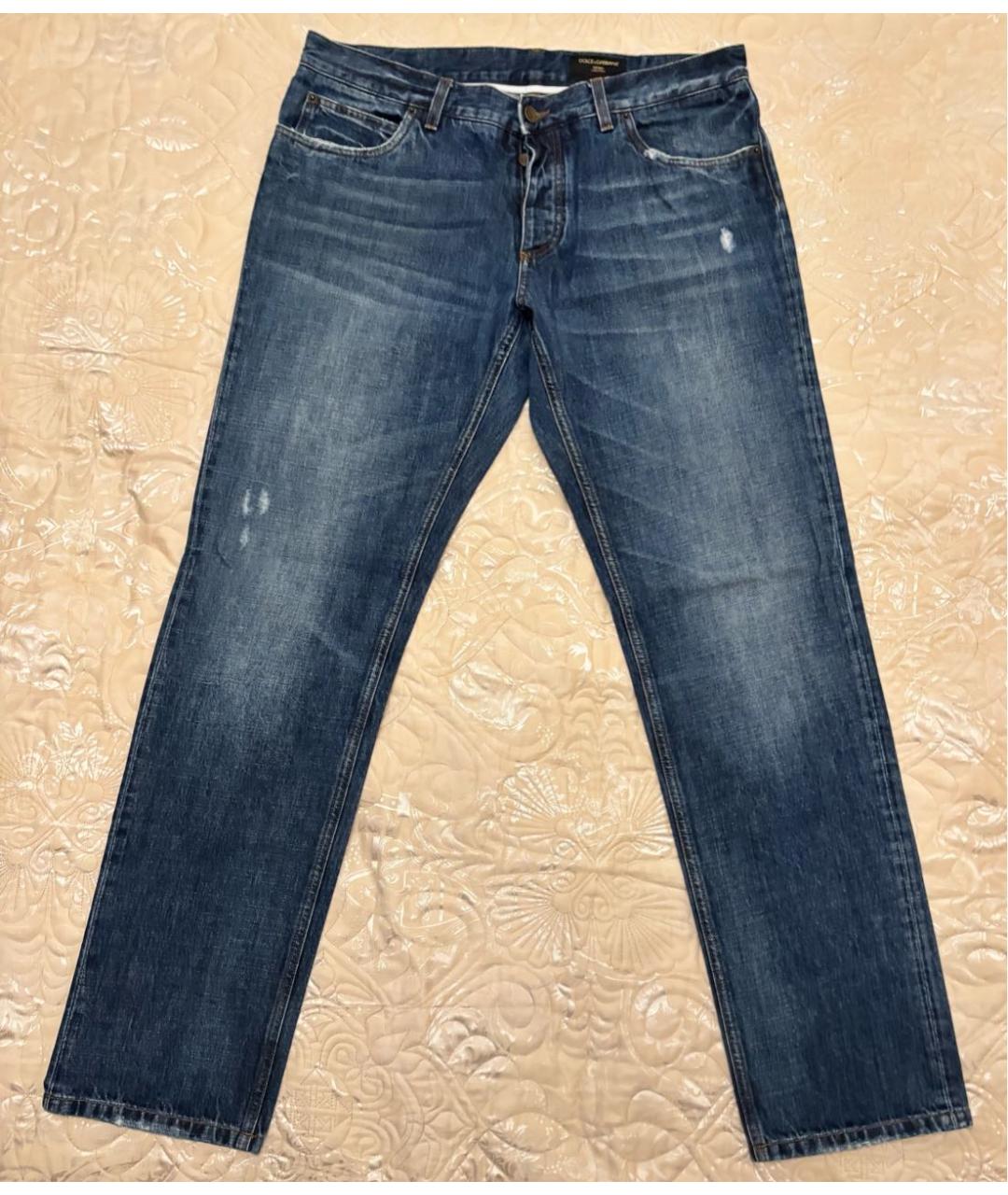 DOLCE&GABBANA Синие хлопковые прямые джинсы, фото 9