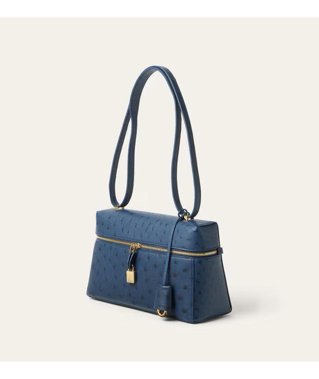 LORO PIANA Темно-синяя сумка через плечо из экзотической кожи, фото 2