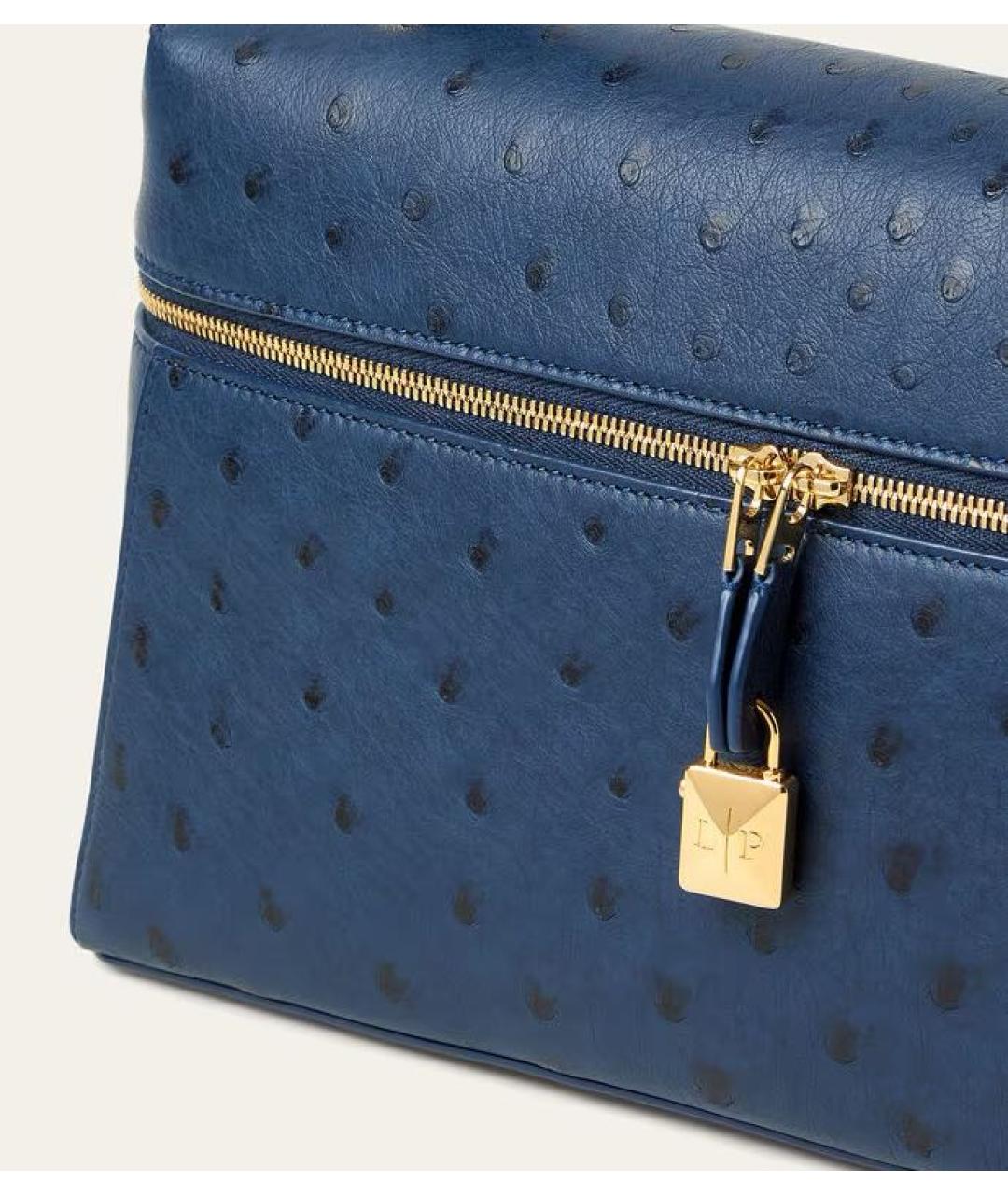 LORO PIANA Темно-синяя сумка через плечо из экзотической кожи, фото 3