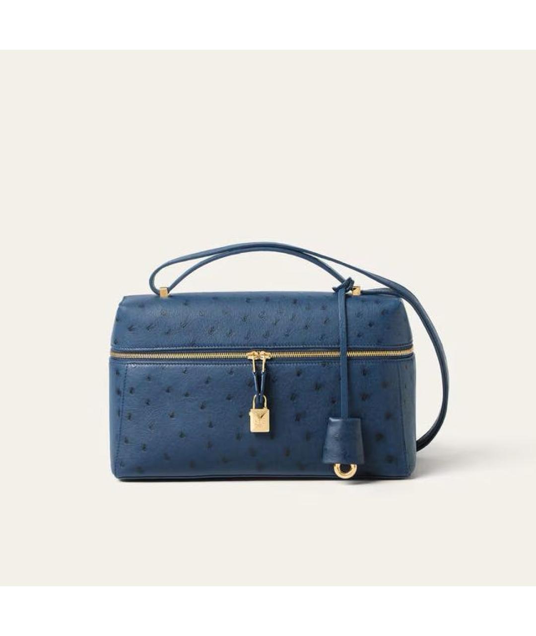 LORO PIANA Темно-синяя сумка через плечо из экзотической кожи, фото 5