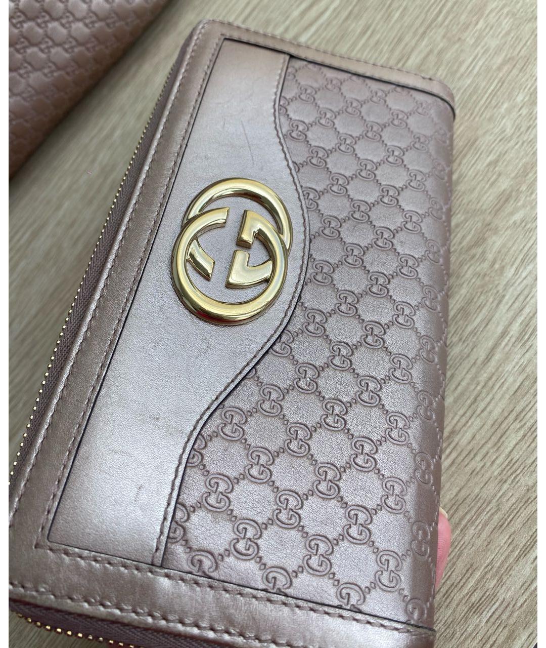GUCCI Розовый кожаный кошелек, фото 8