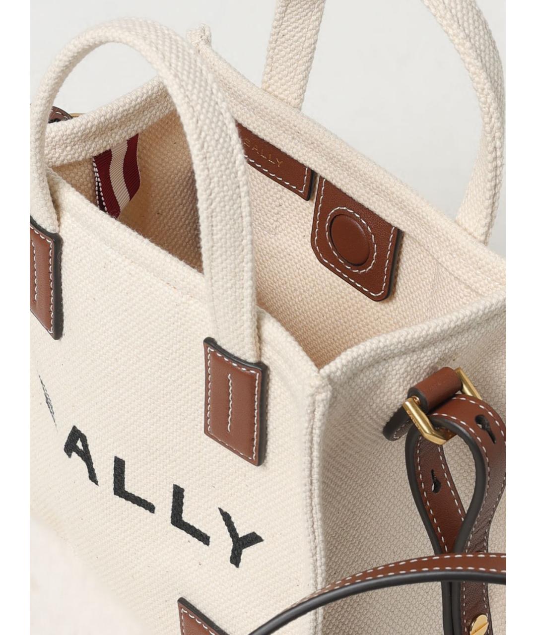 BALLY Бежевая тканевая сумка тоут, фото 5