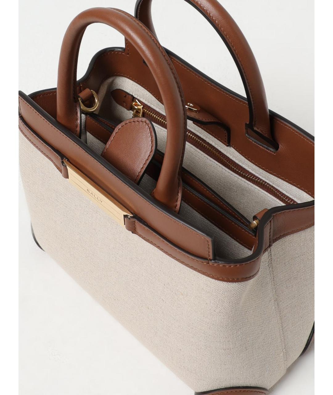 BALLY Бежевая тканевая сумка тоут, фото 4