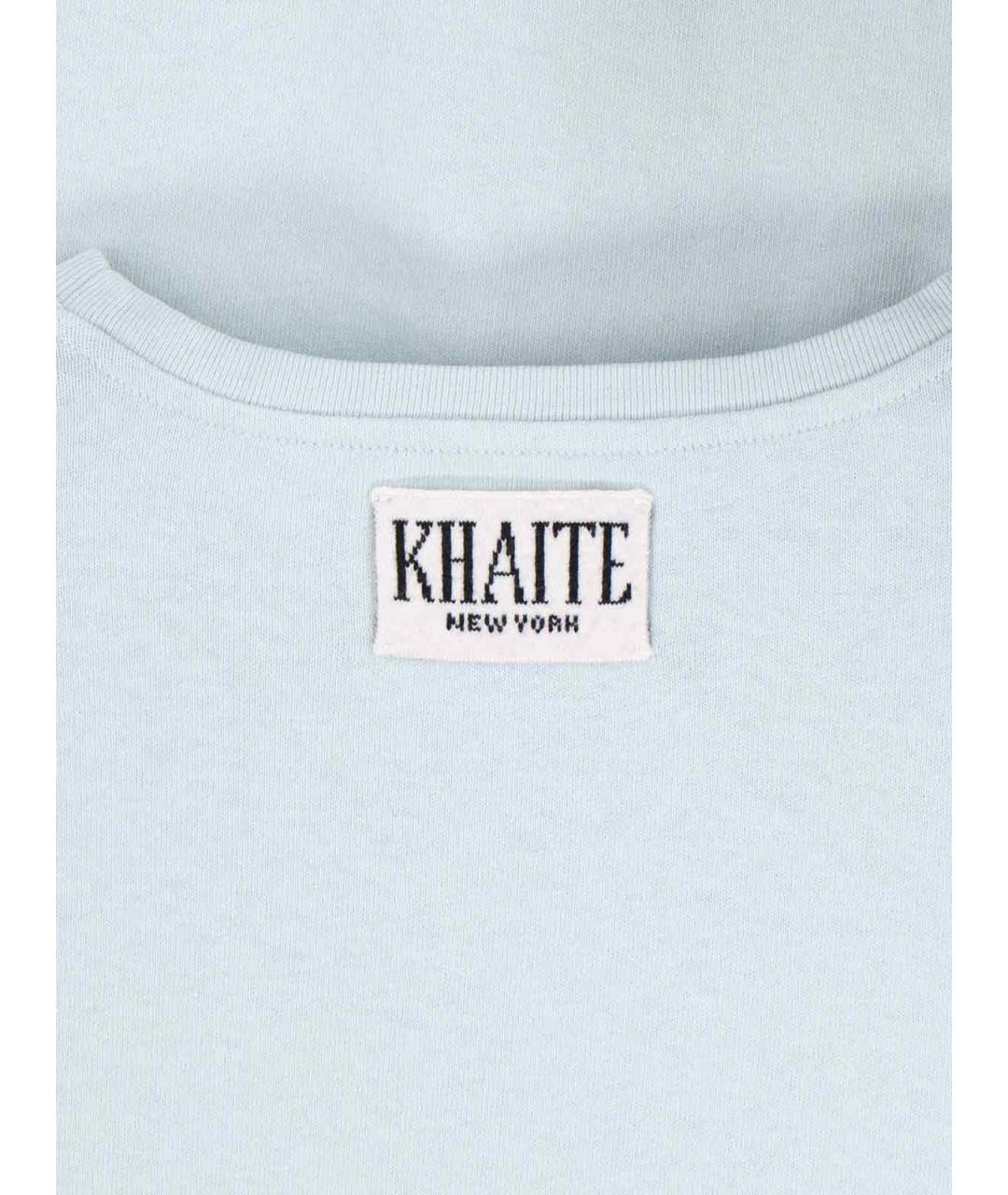 KHAITE Голубая хлопковая футболка, фото 3