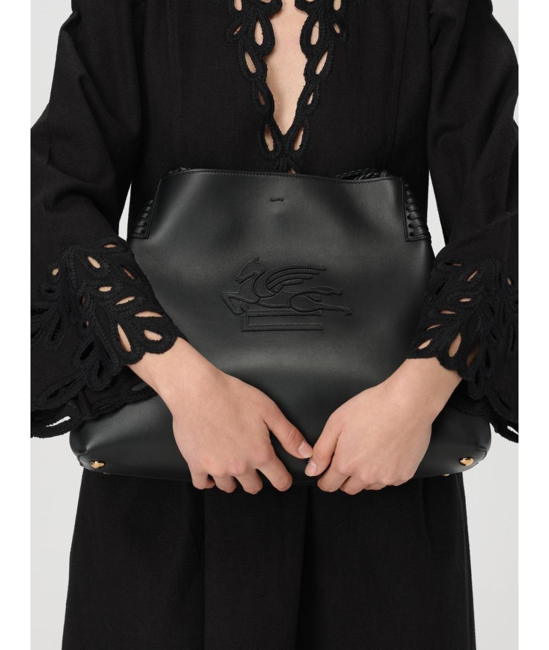 ETRO Черная кожаная сумка тоут, фото 2