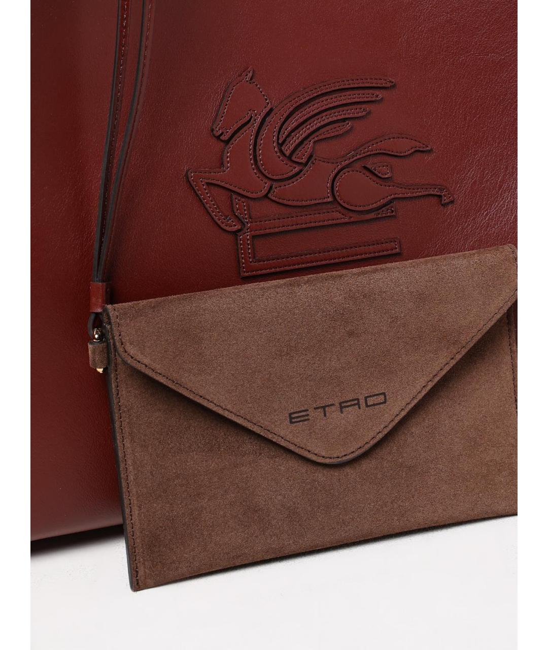 ETRO Бордовая кожаная сумка тоут, фото 4