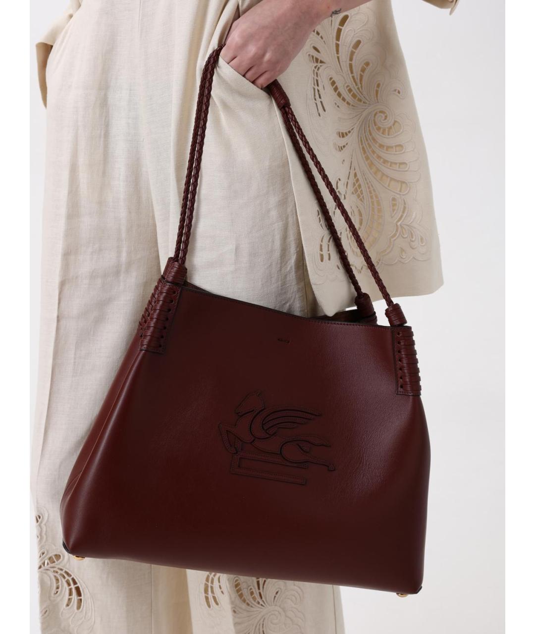 ETRO Бордовая кожаная сумка тоут, фото 2