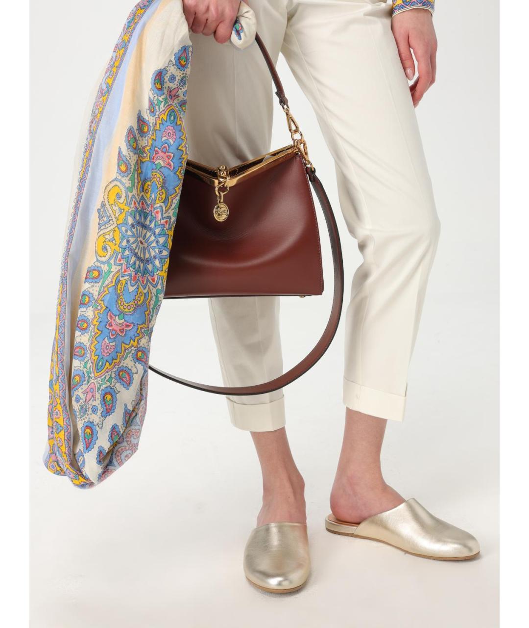 ETRO Коричневая кожаная сумка через плечо, фото 2