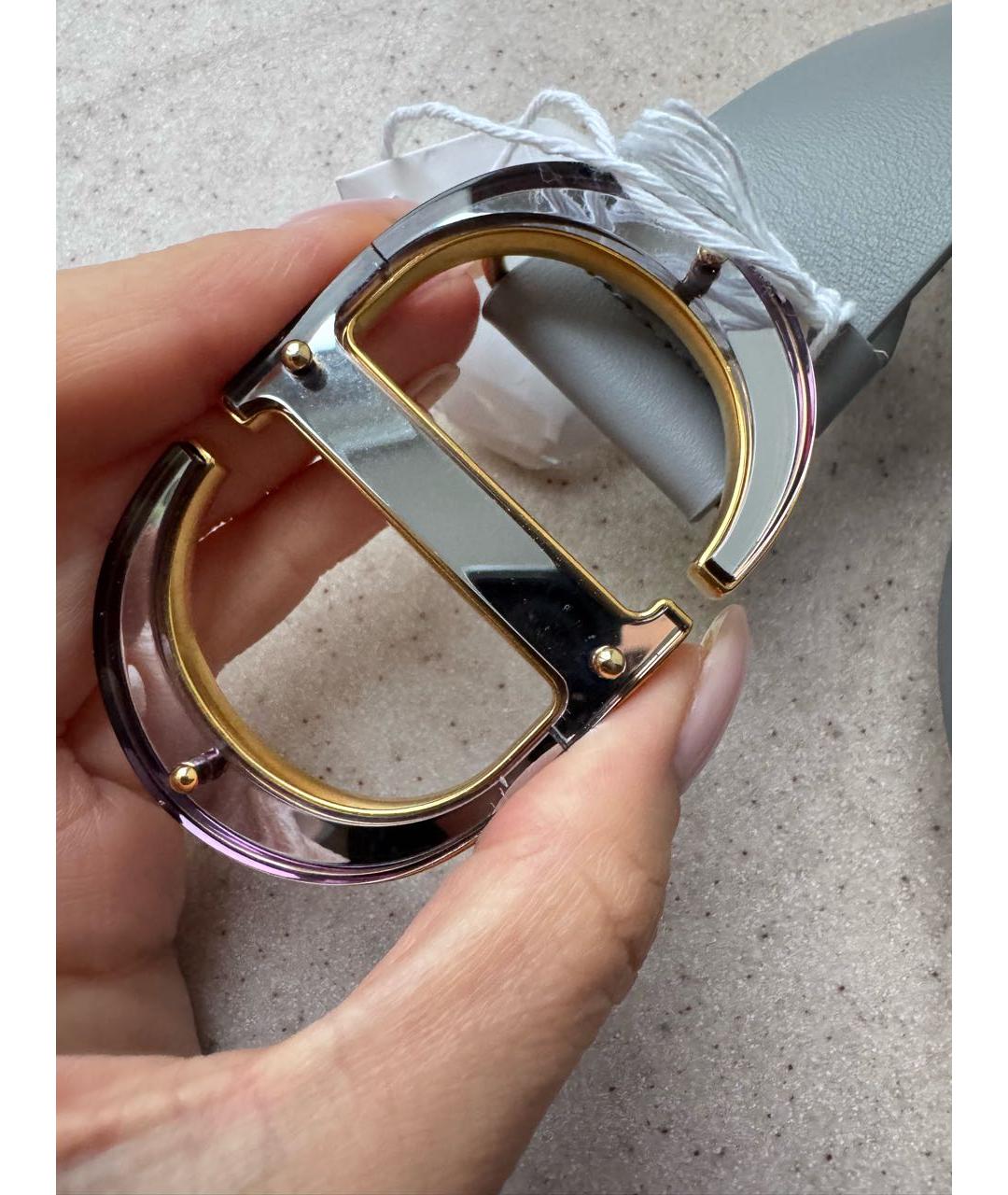 CHRISTIAN DIOR Серый кожаный ремень, фото 2