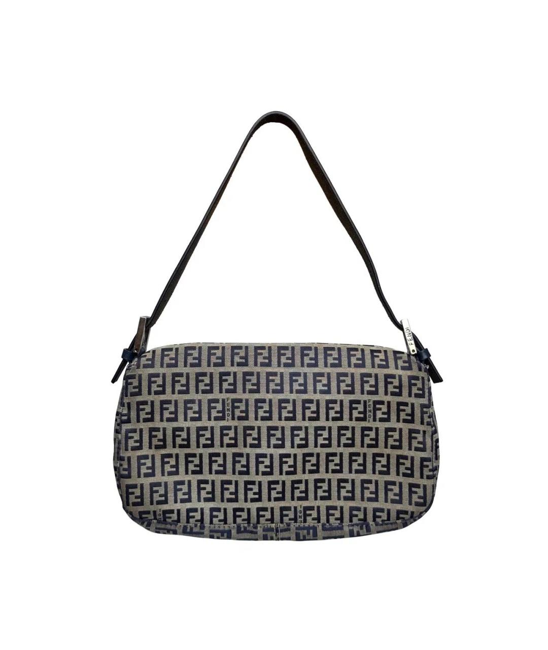 FENDI Темно-синяя деним сумка с короткими ручками, фото 2