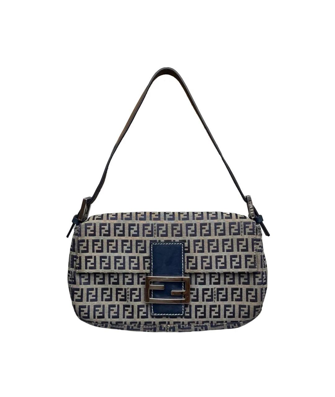 FENDI Темно-синяя деним сумка с короткими ручками, фото 1