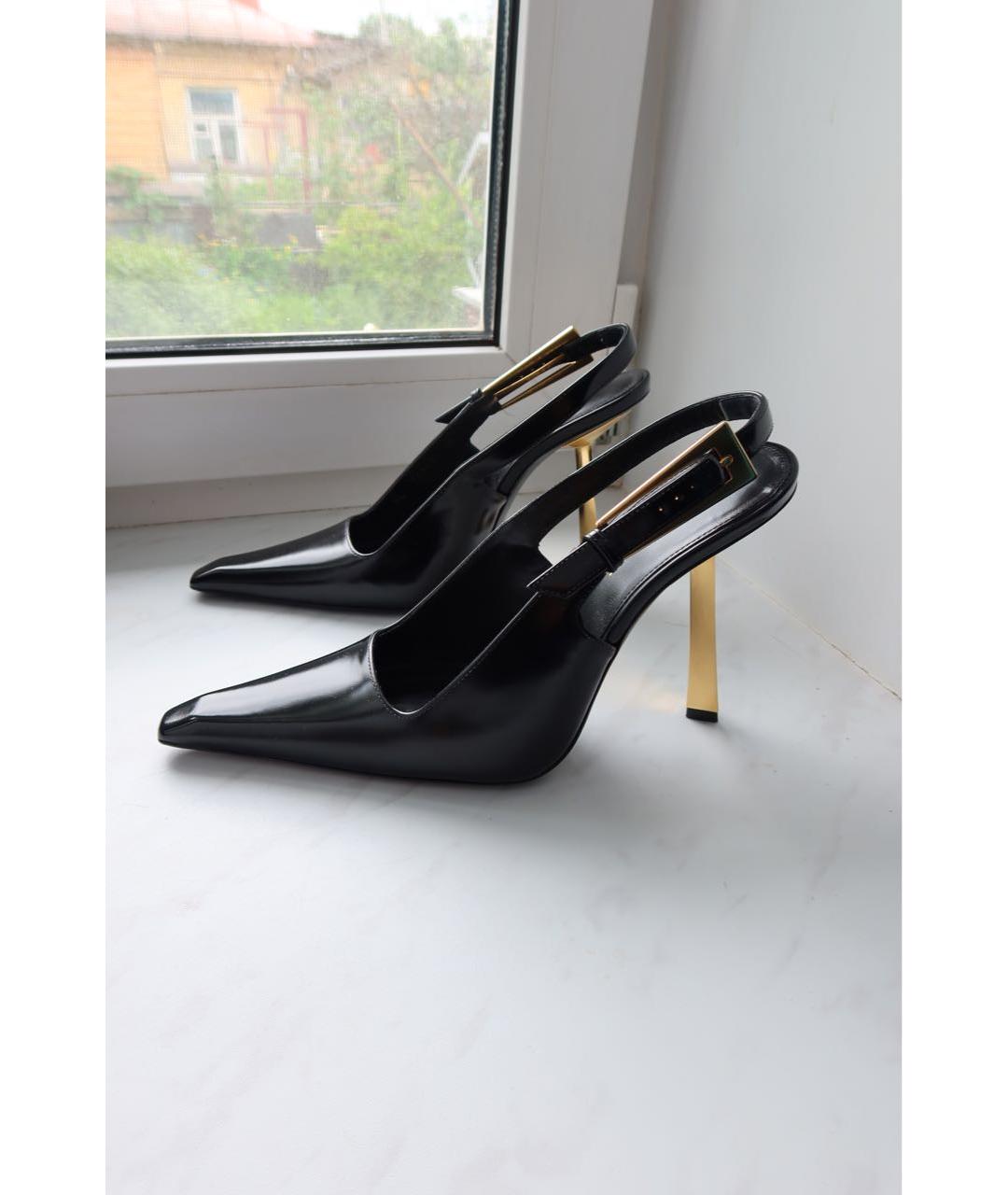 SAINT LAURENT Черные кожаные туфли, фото 4