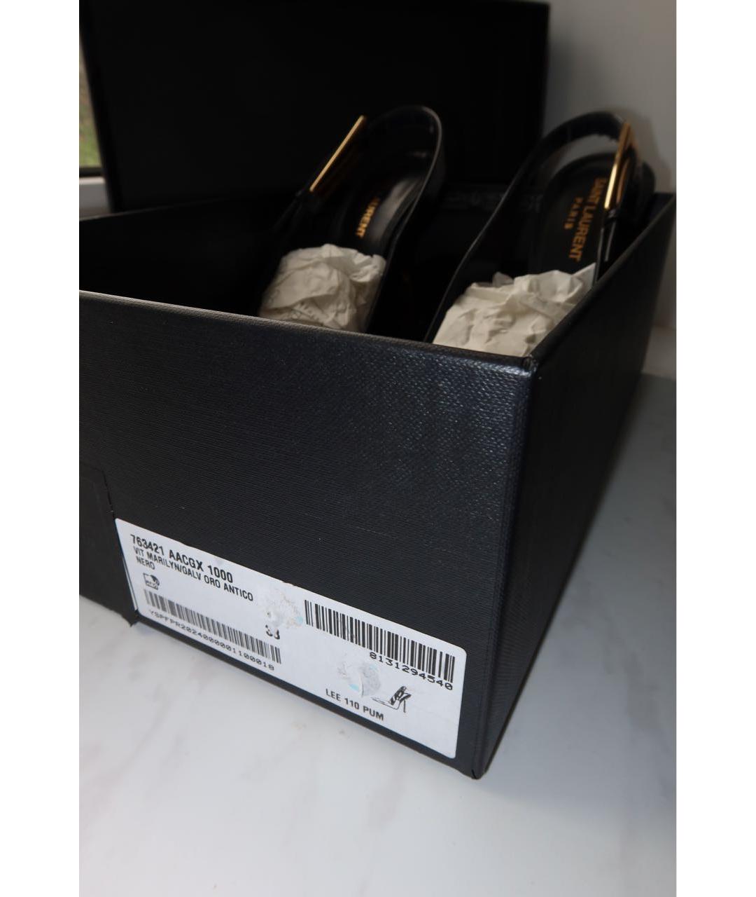 SAINT LAURENT Черные кожаные туфли, фото 6