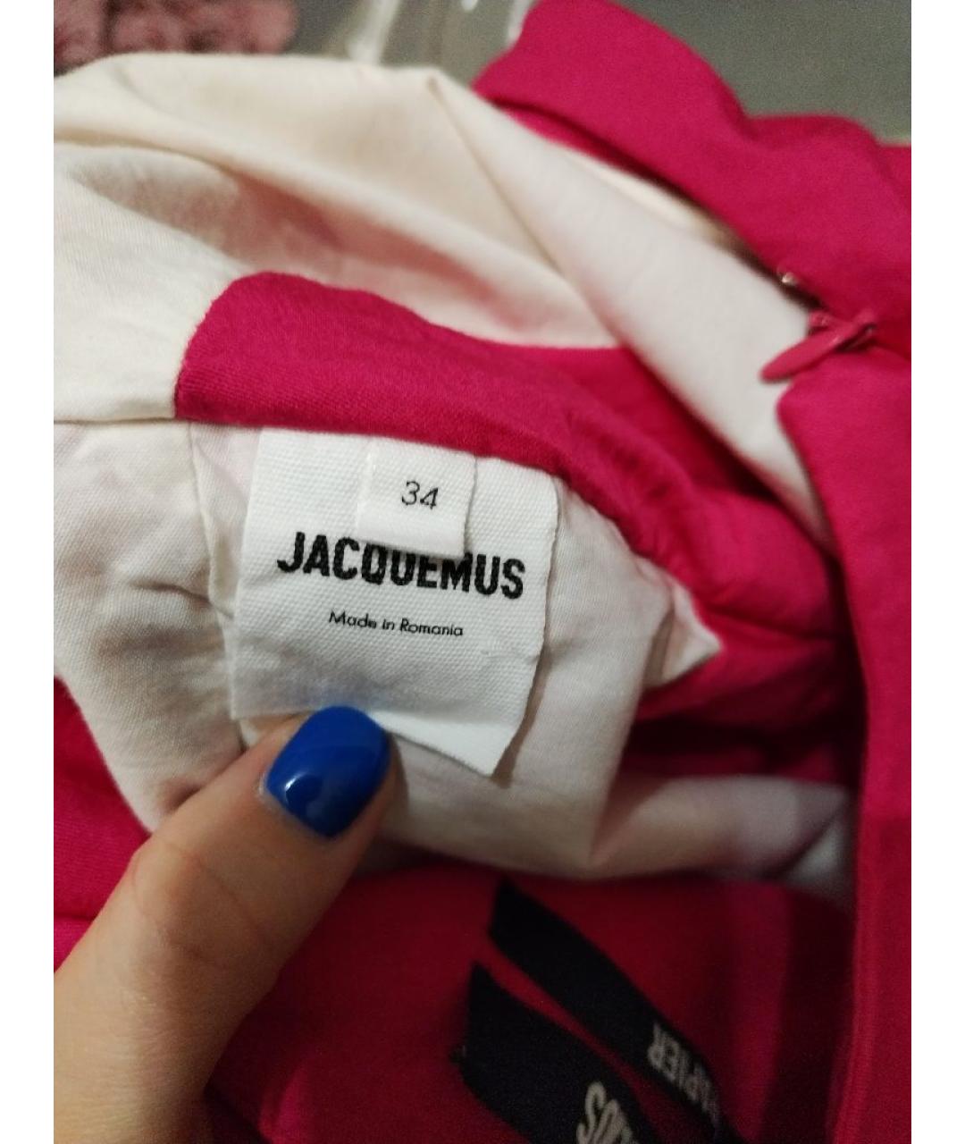 JACQUEMUS Фуксия вискозное коктейльное платье, фото 7