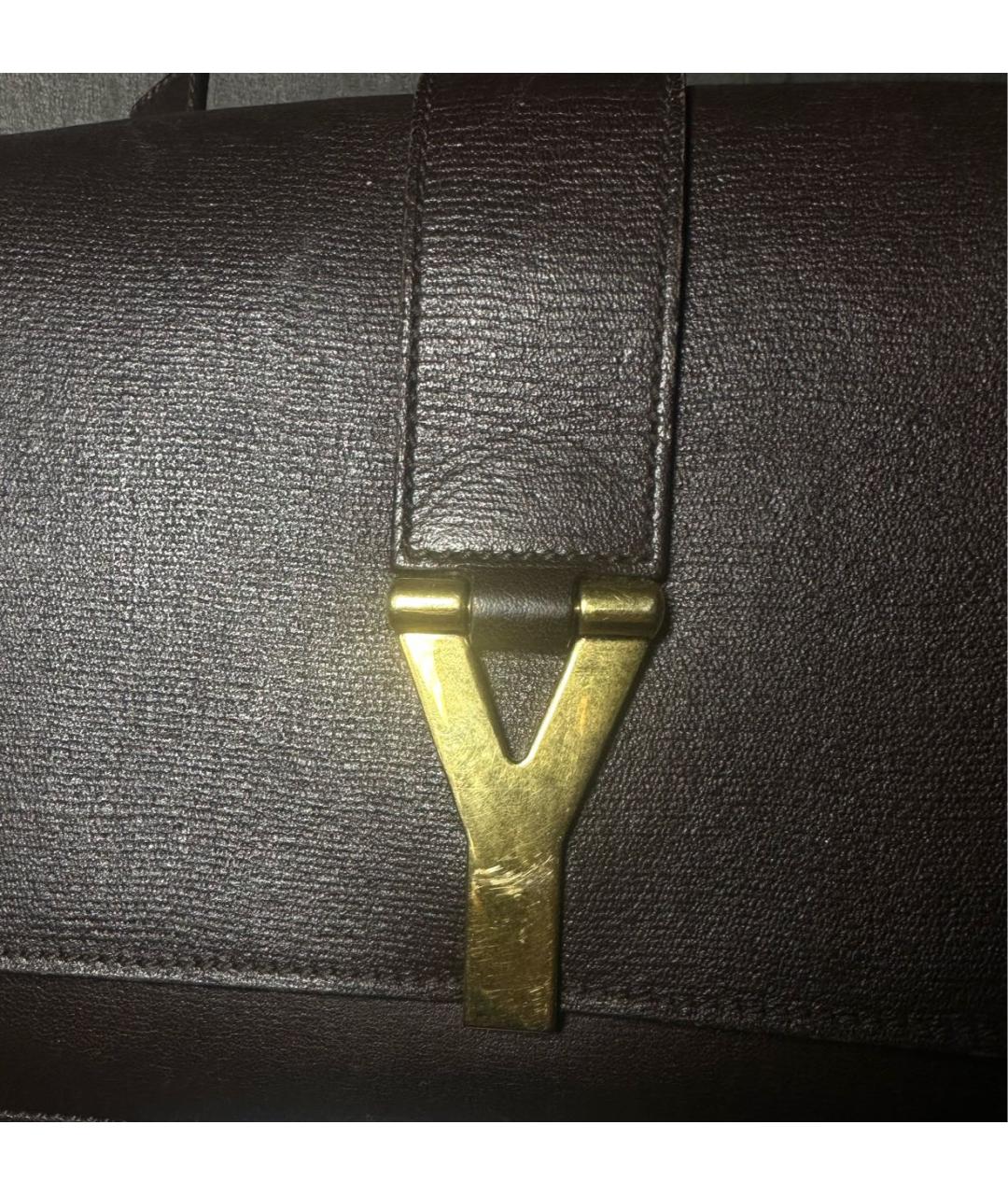 SAINT LAURENT Коричневая сумка с короткими ручками, фото 7