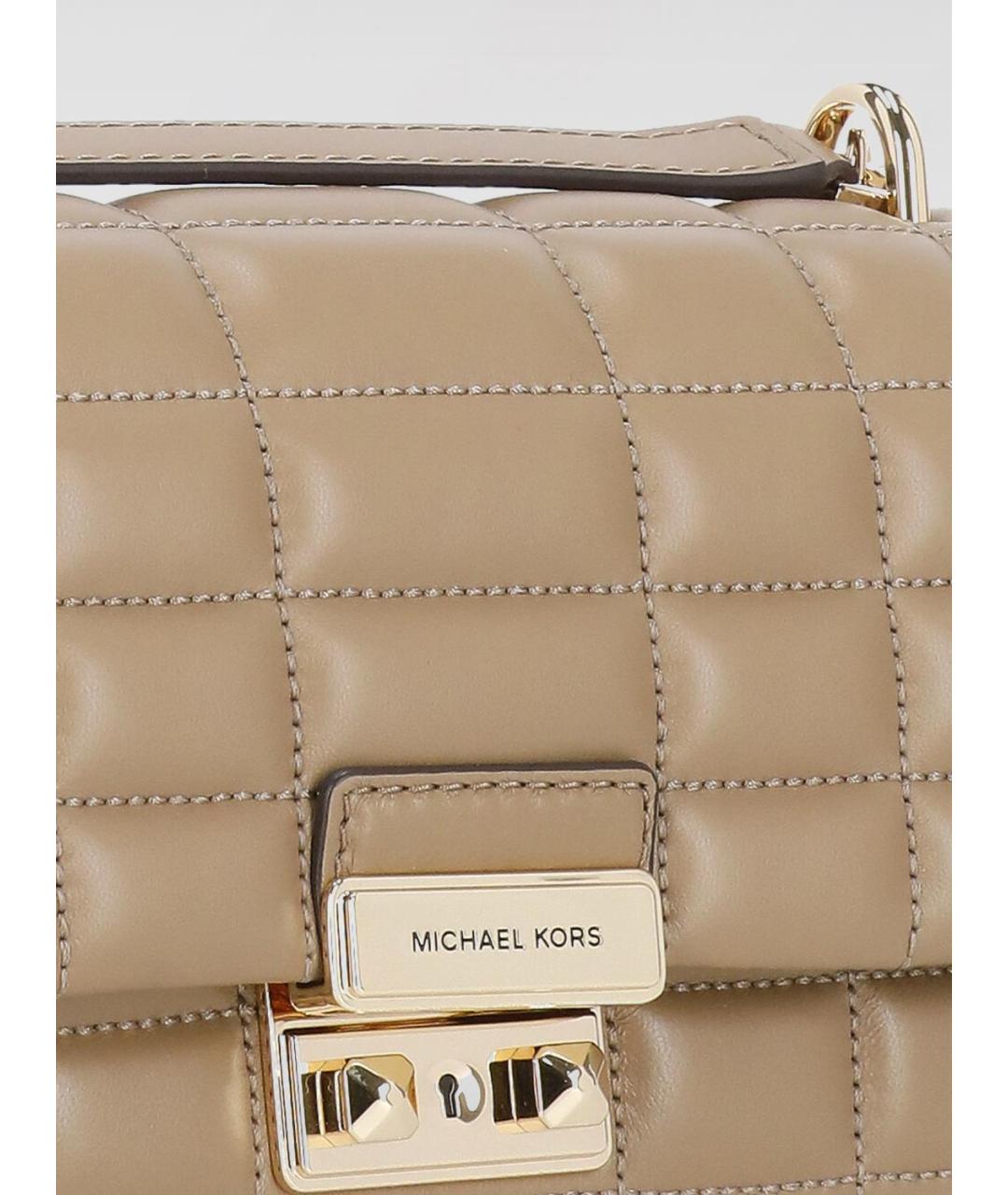 MICHAEL KORS Бежевая кожаная сумка через плечо, фото 4