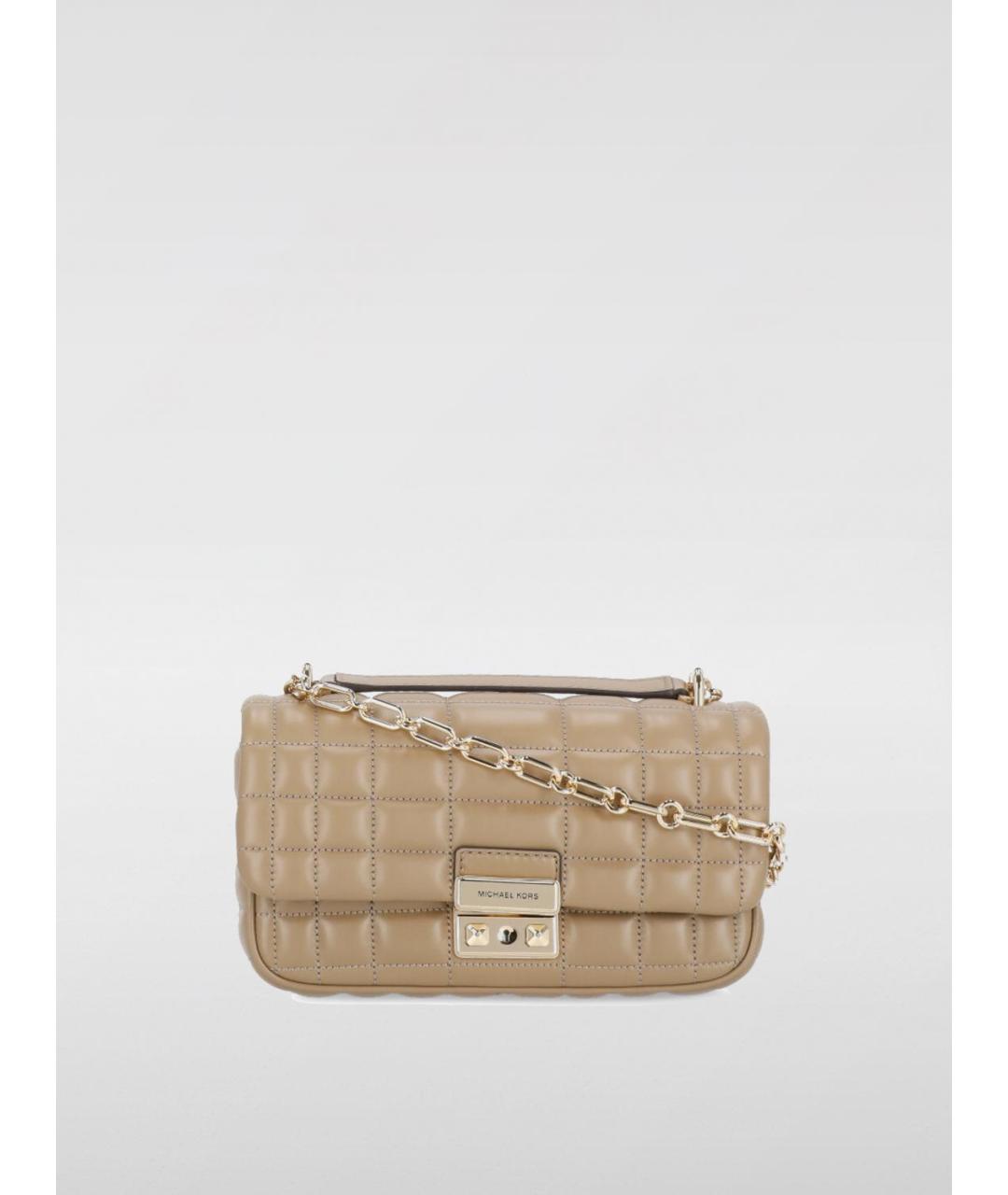 MICHAEL KORS Бежевая кожаная сумка через плечо, фото 5