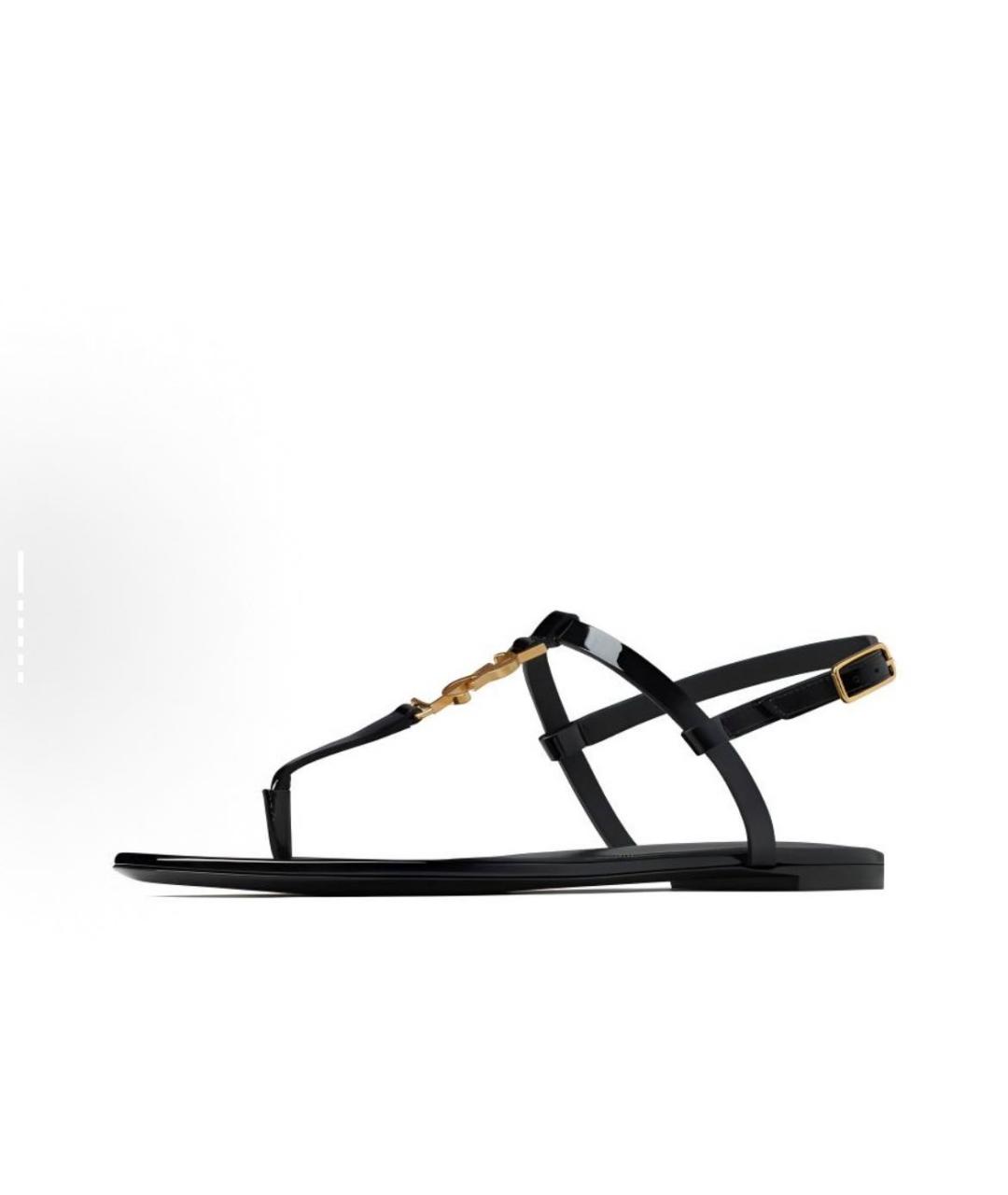 SAINT LAURENT Черные кожаные сандалии, фото 2