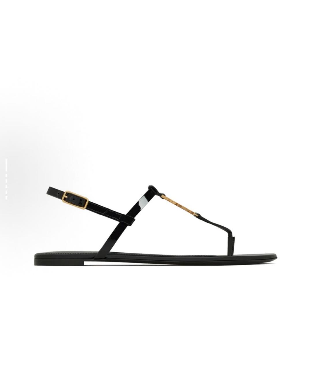 SAINT LAURENT Черные кожаные сандалии, фото 6