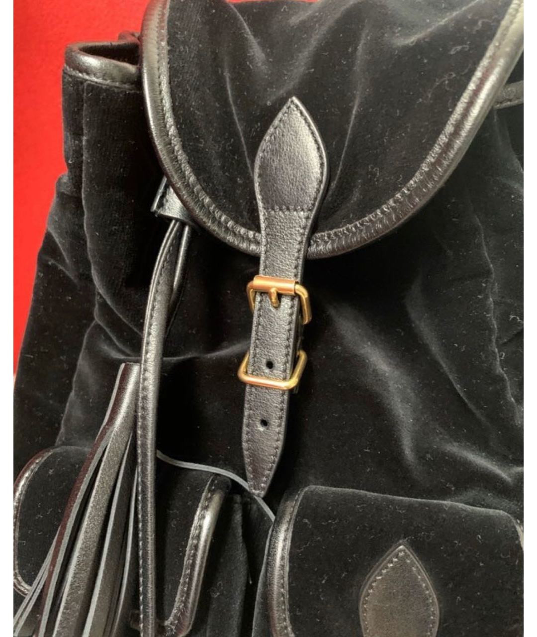 SAINT LAURENT Черный бархатный рюкзак, фото 6
