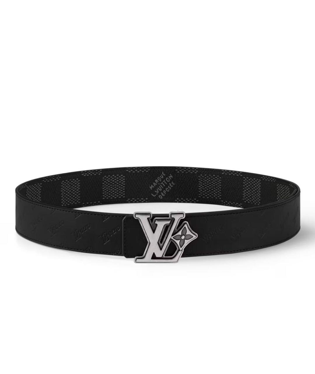 LOUIS VUITTON Антрацитовый кожаный ремень, фото 3