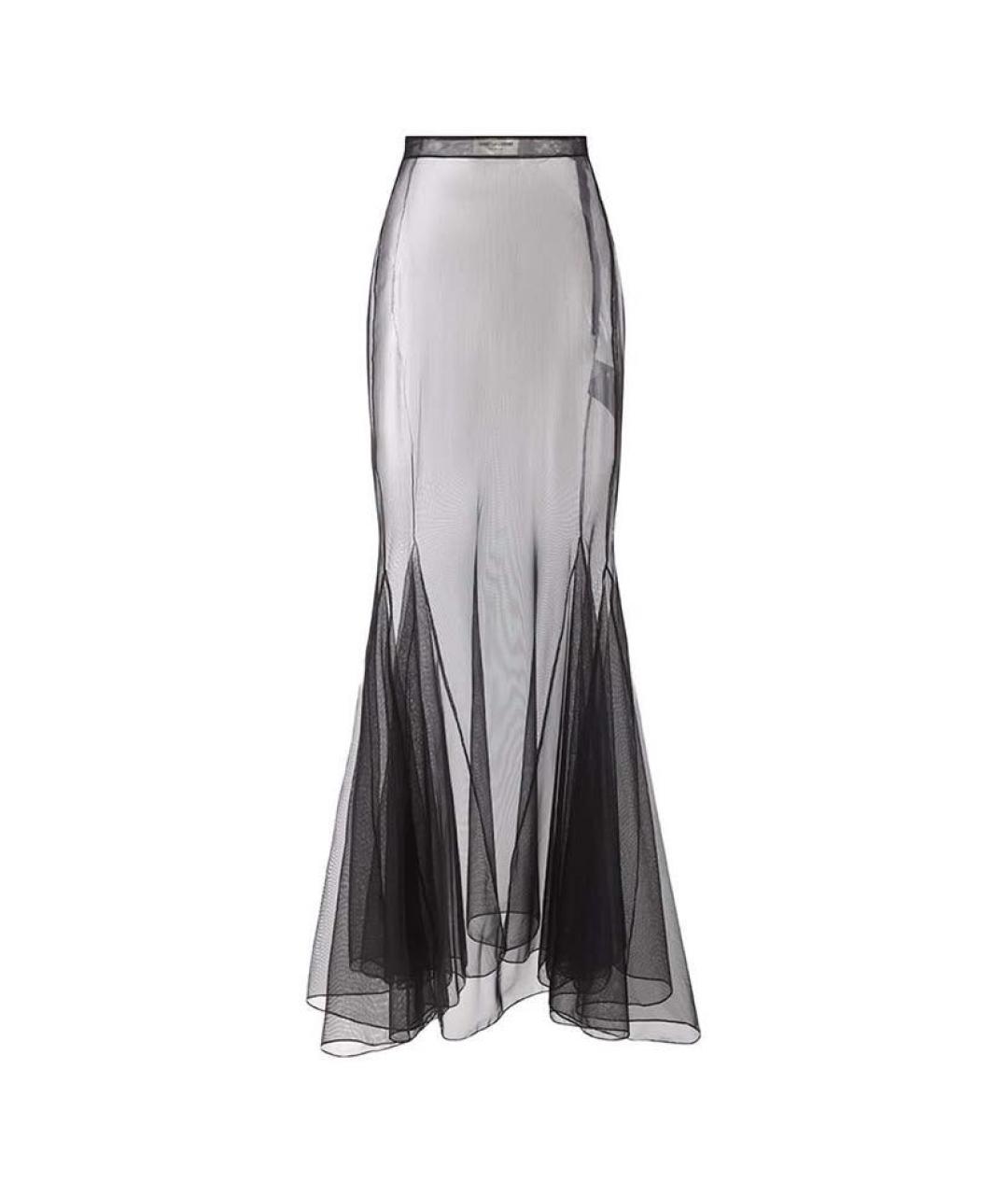 SAINT LAURENT Черная шифоновая юбка макси, фото 5