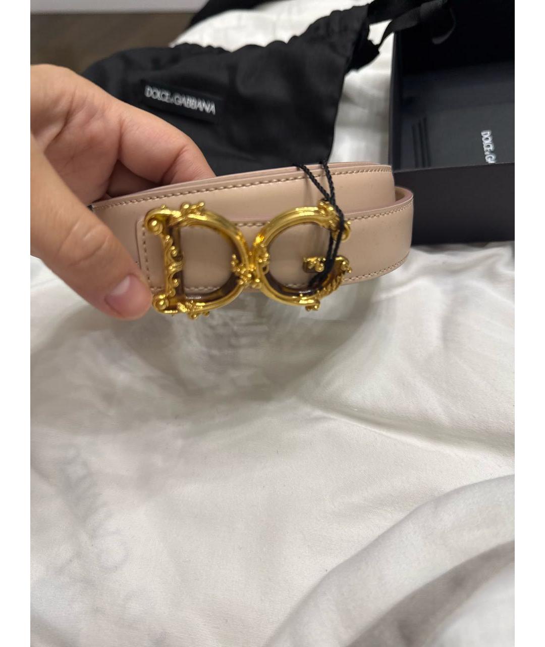 DOLCE&GABBANA Розовый кожаный ремень, фото 4