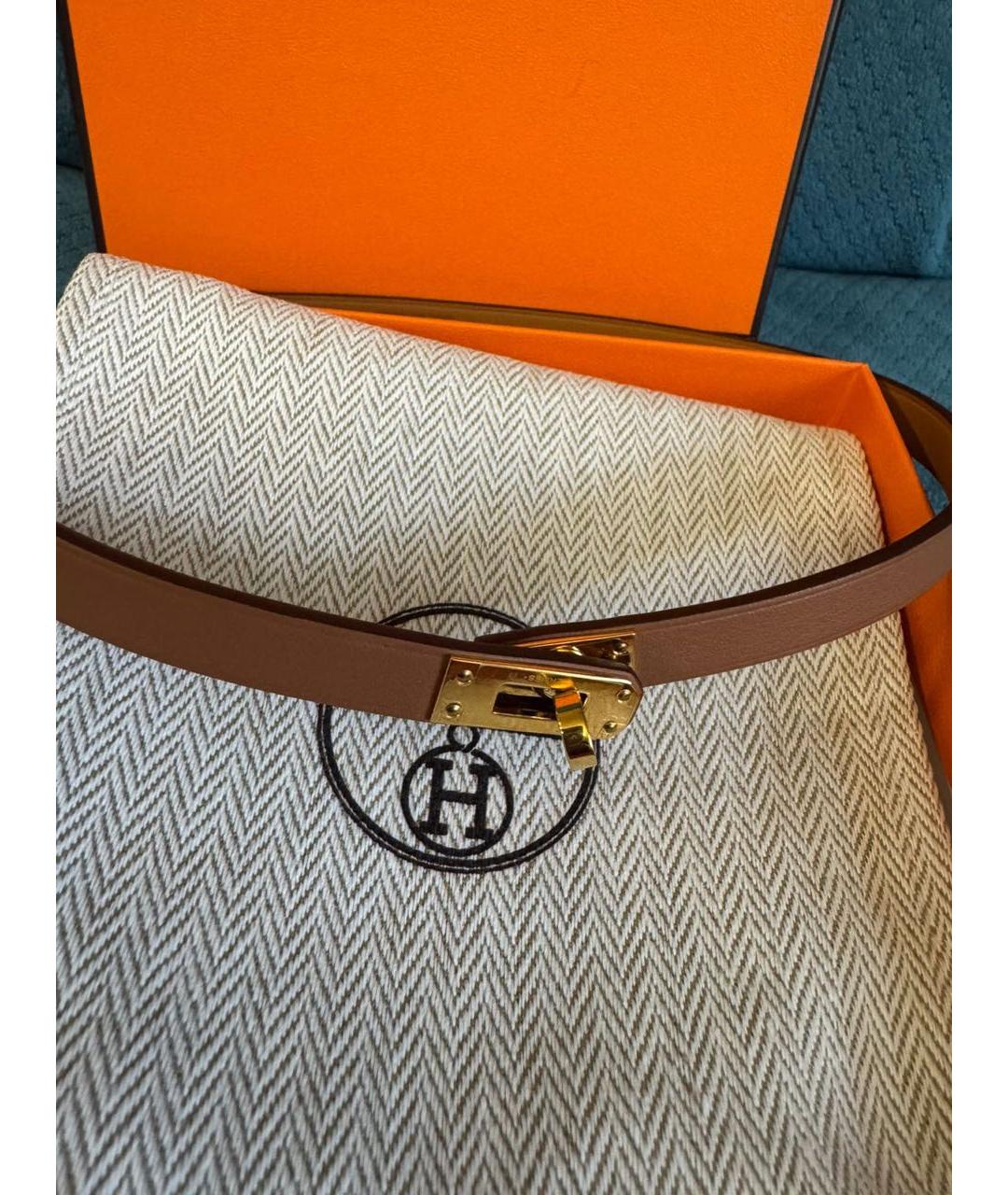 HERMES Коричневый кожаный чокер, фото 3