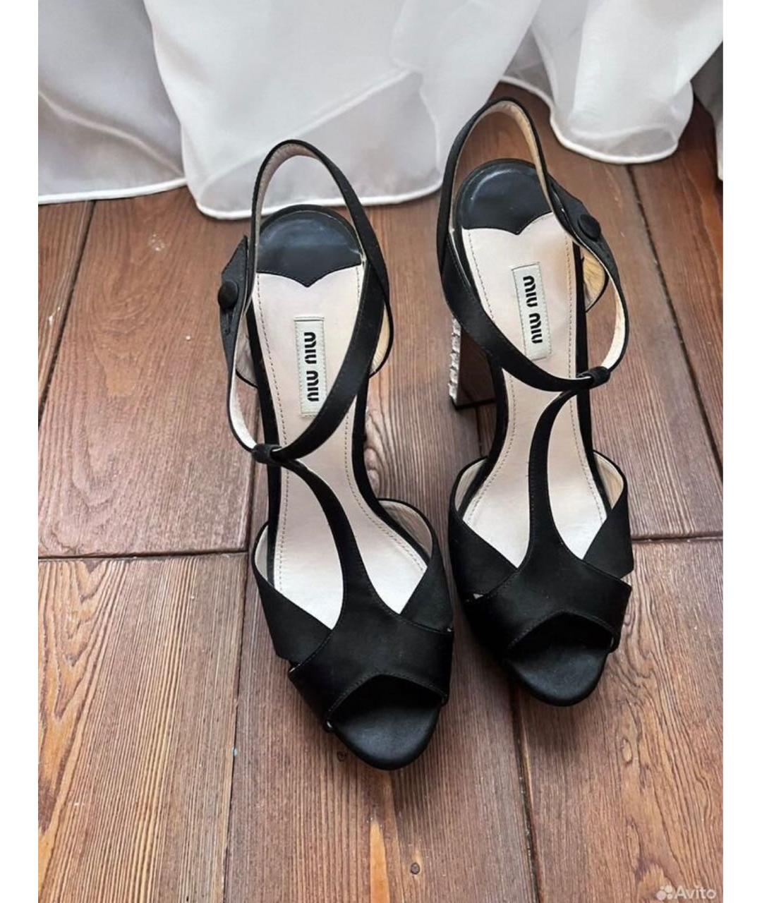 MIU MIU Черные текстильные босоножки, фото 2