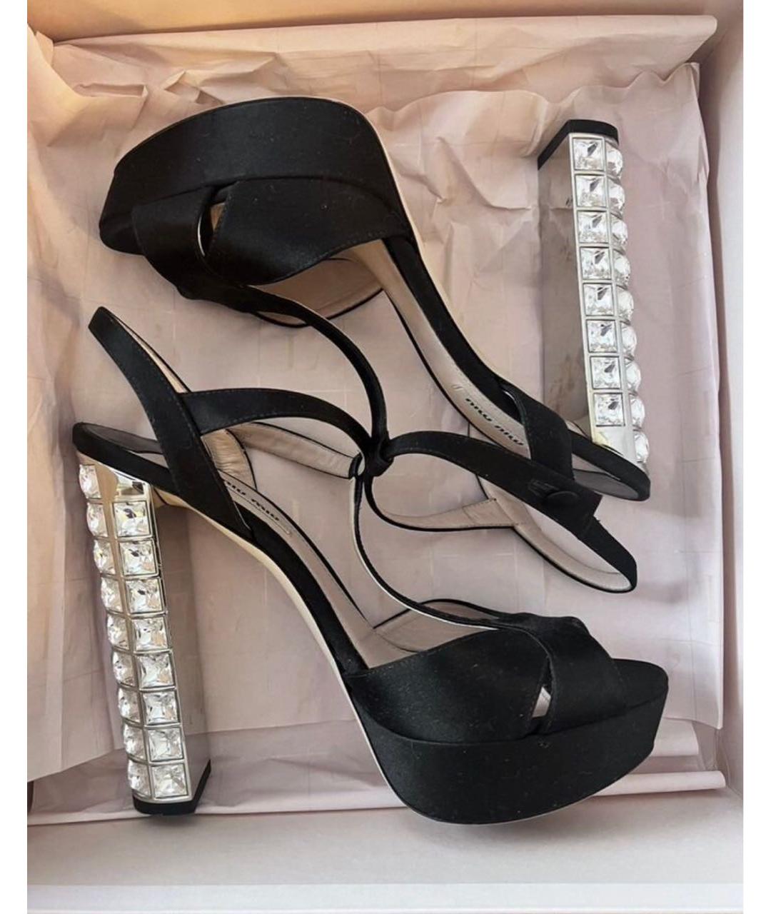 MIU MIU Черные текстильные босоножки, фото 9