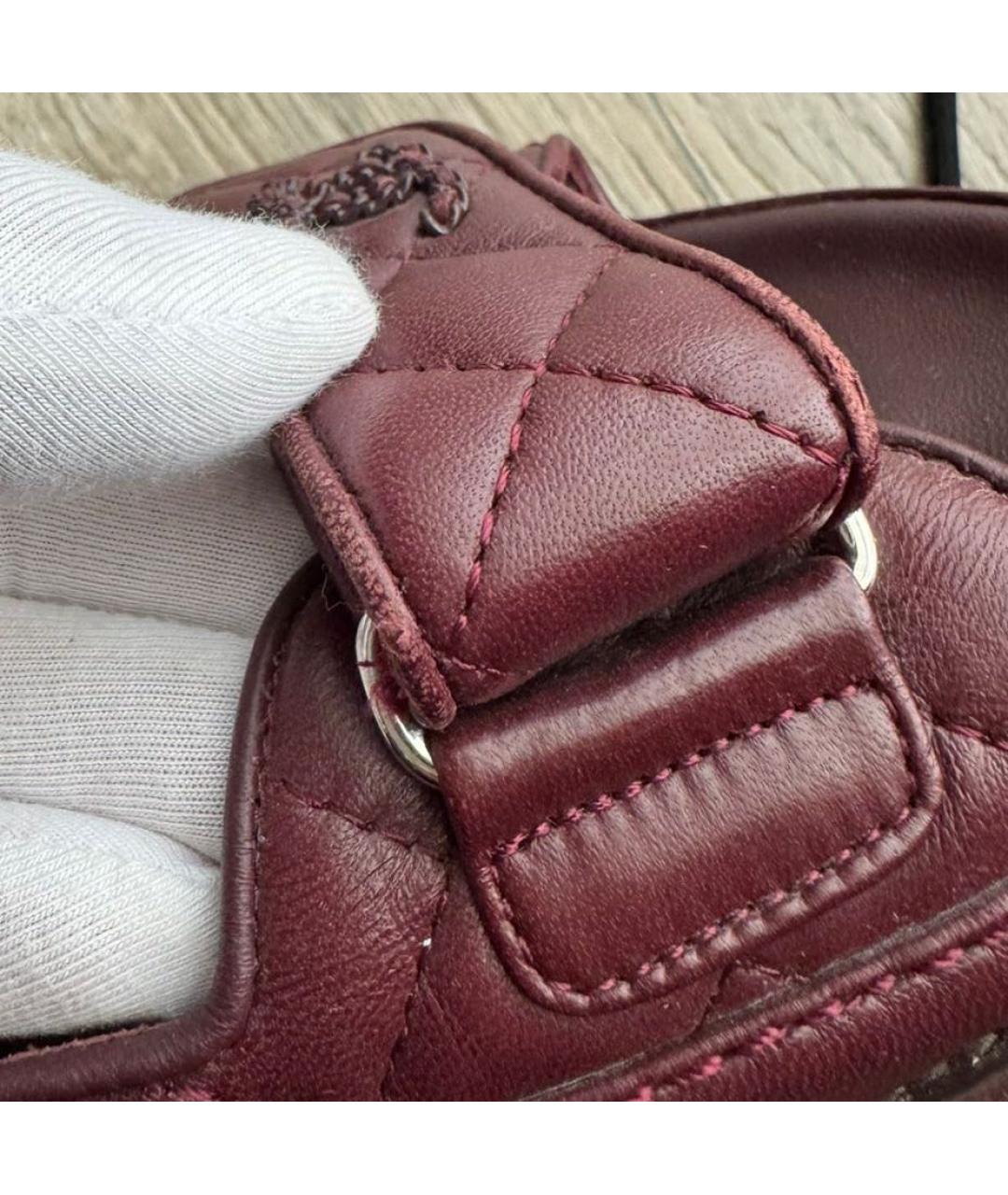 CHANEL Бордовые кожаные сандалии, фото 4