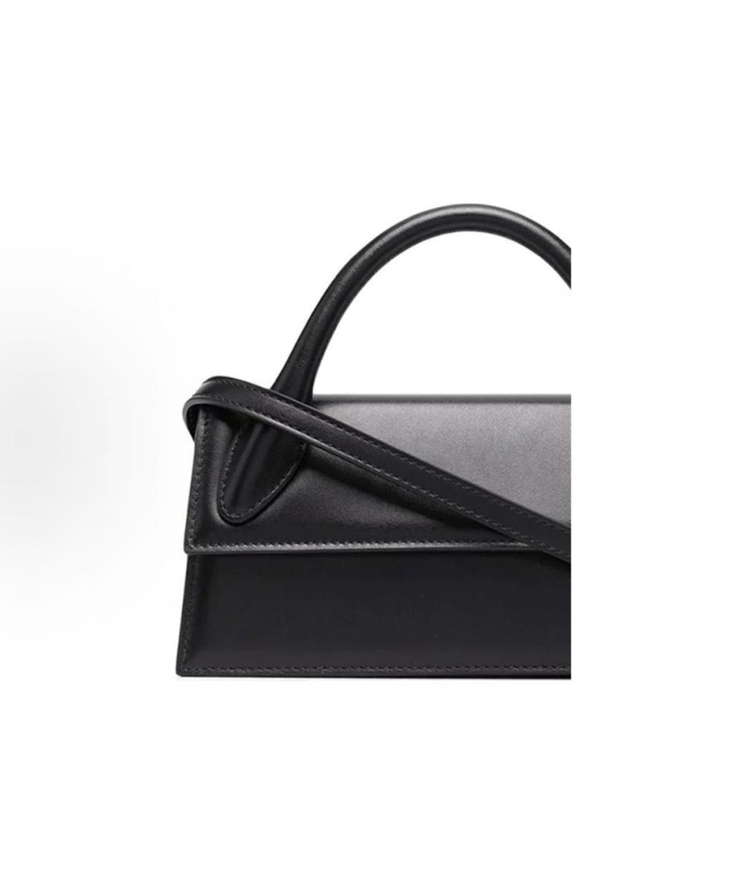 JACQUEMUS Черная кожаная сумка через плечо, фото 4