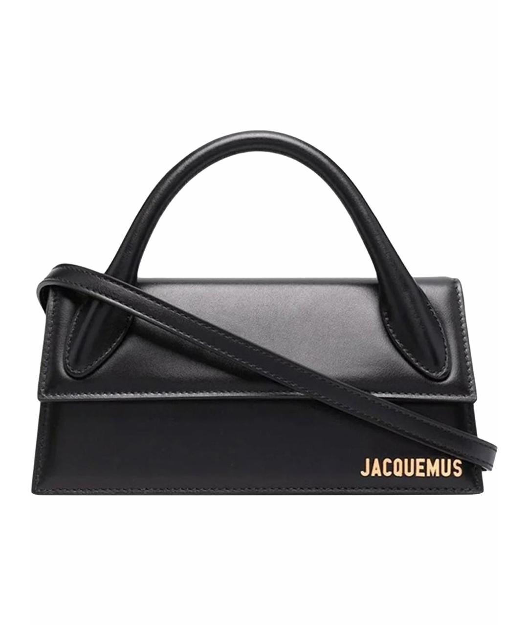 JACQUEMUS Черная кожаная сумка через плечо, фото 1