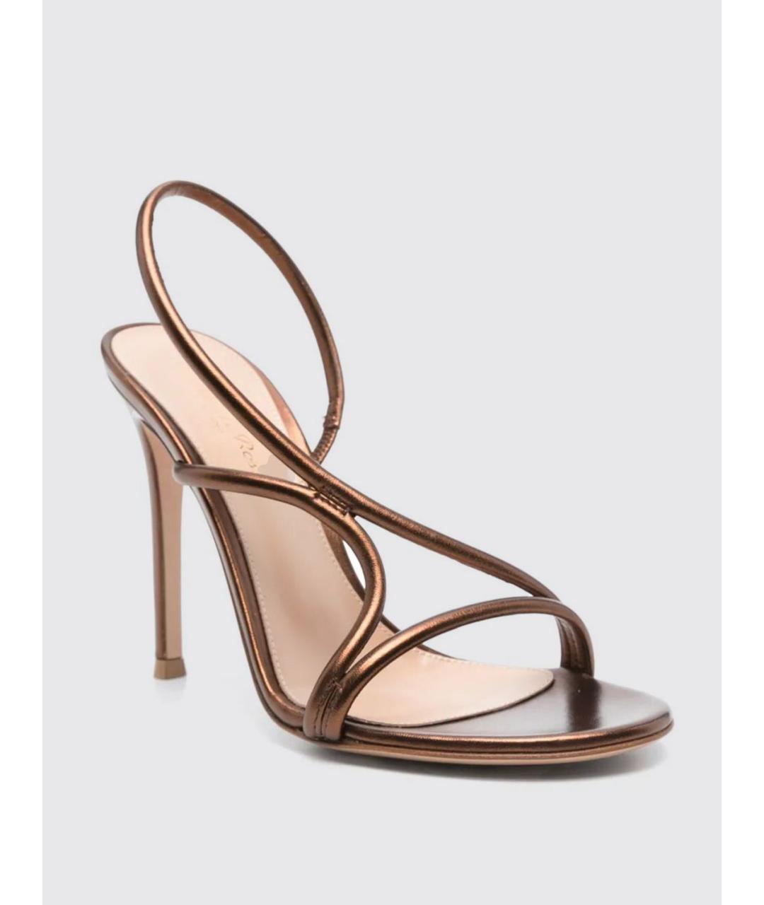 GIANVITO ROSSI Коричневые кожаные босоножки, фото 2