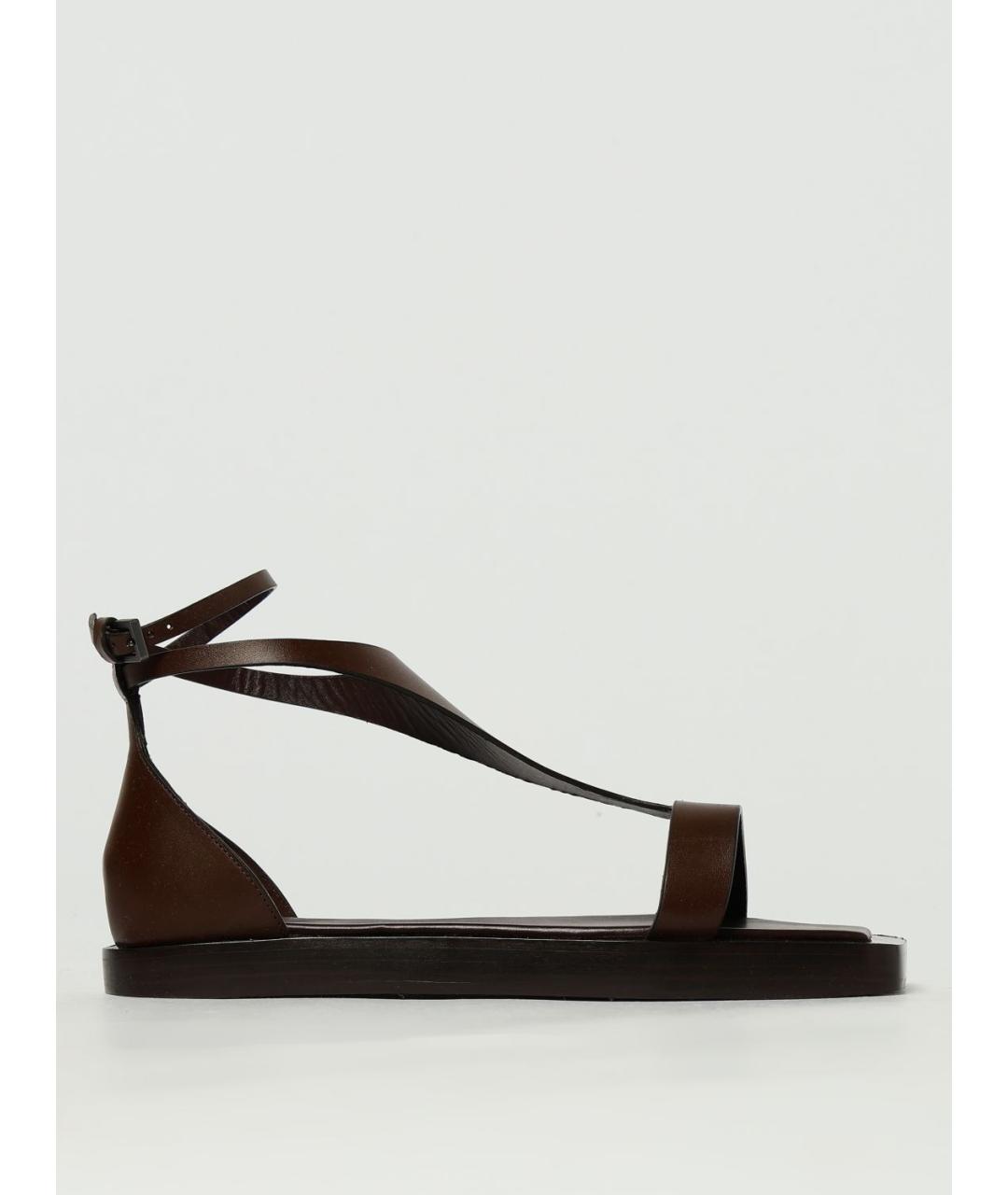 MAX MARA Коричневые кожаные сандалии, фото 5